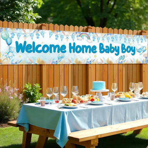 Vista 3 de Cartel de bienvenida a casa para bebé niño con texto en inglés "It's a Boy", decoración de baby shower, decoración de patio para niños, revelación