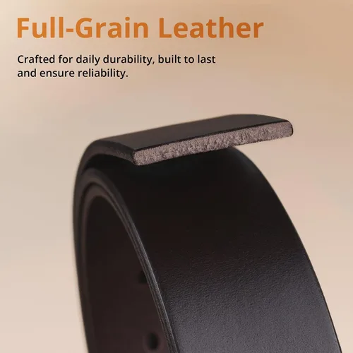 Vista 4 de Cinturón Buffway de piel italiana, resistente, cinturones de vestir con hebilla clásica, resistente, informal, para hombre