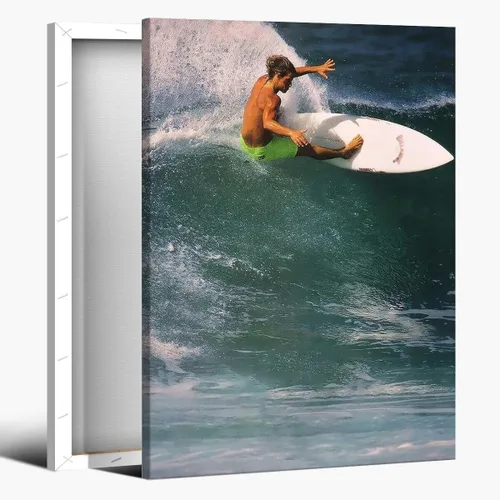 Vista 12 de Póster de surf oceánico azul de los años 90, arte de pared de verano y playa, surfista costero, hombres, deportes extremos de agua, impresiones
