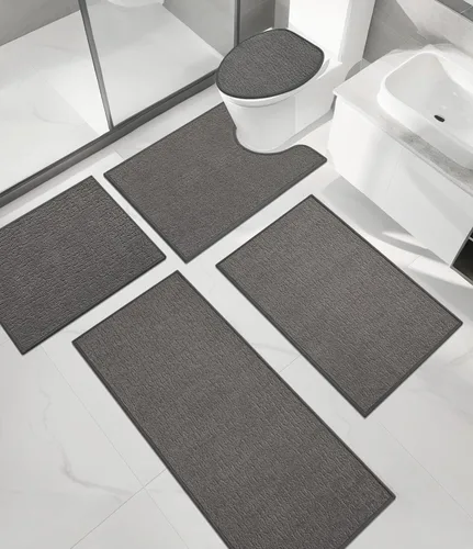 Vista 35 de Chakme Juego de 2 alfombras de baño ultrafinas, absorbentes, antideslizantes, lavables a máquina, color negro, 17 x 24 pulgadas / 17 x 30 pulgadas