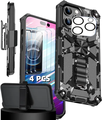 Vista 13 de for iPhone Case, Heavy Duty Military Grade Drop Tested Cover with Built-in Kickstand and for Magnetic Ring (Black,iPhone 11)