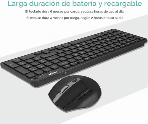Vista 5 de Arteck Combo de teclado y mouse inalámbricos USB de 2.4G, teclado compacto ultra delgado y mouse ergonómico para computadora, computadora