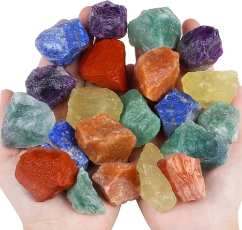 Vista 24 de QINJIEJIE Varias piedras de cristal en bruto 10 colores piedras de cristal curativas 1" piedras preciosas grandes a granel para voltear, cabinas