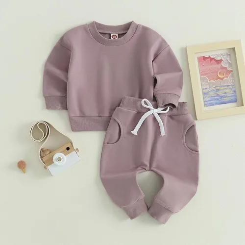 Vista 6 de Fernvia Ropa para bebé niña de 3, 6, 9, 12, 18 y 24 meses, conjuntos de sudadera de manga larga + pantalones