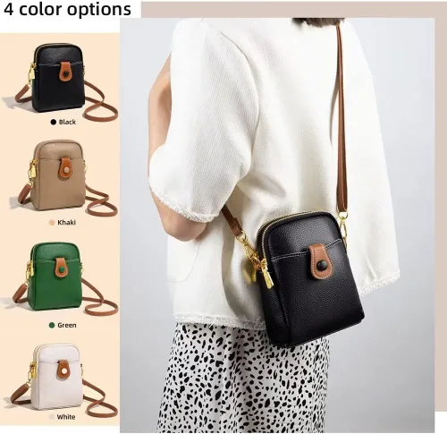 Vista 5 de Mudono Bolso bandolera pequeño para mujer, de cuero auténtico, bolso de hombro ligero, bolso vintage para uso diario