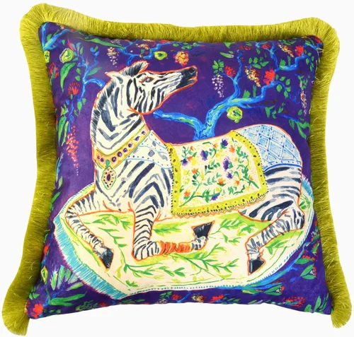 Vista 20 de Funda de almohada con patrón de leopardo, funda de almohada de terciopelo única, cojín de borla azul, almohada decorativa para decoración del hogar