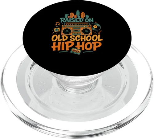 Vista 7 de Raised on Old School Hip Hop Retro Boombox PopSockets Adhesive PopGrip