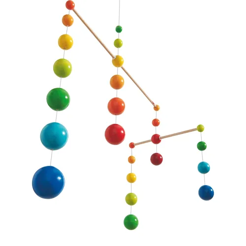 Vista 2 de HABA Pelotas móviles de madera del arco iris del cuarto del bebé (hechas en Alemania)