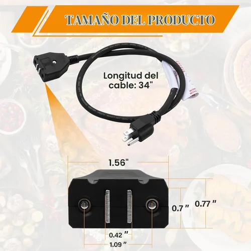Vista 2 de Cable de alimentación magnético de repuesto para freidora eléctrica Masterbuilt XL de 10 litros, piezas y accesorios para freidoras de pavo