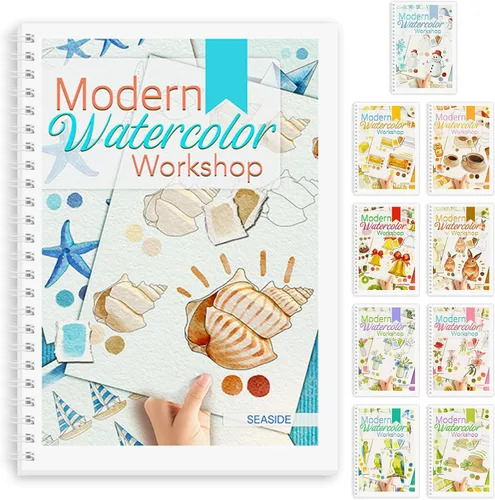 Vista 16 de Cuaderno de ejercicios de acuarela, libro de pintura de acuarela, apto para principiantes, 12 patrones diferentes para aliviar el estrés