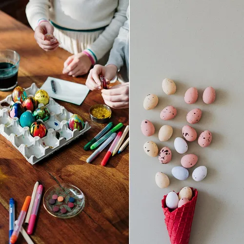 Vista 5 de Youuys Huevos de Pascua de madera para niños, huevos moteados de Pascua sintéticos, arte de bricolaje para manualidades para decoración del jardín