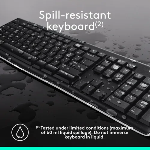 Vista 8 de Logitech MK270 - Combo de teclado y mouse inalámbrico para Windows, 2.4 GHz, 8 teclas multimedia, PC, portátil, teclado inalámbrico y mouse compacto