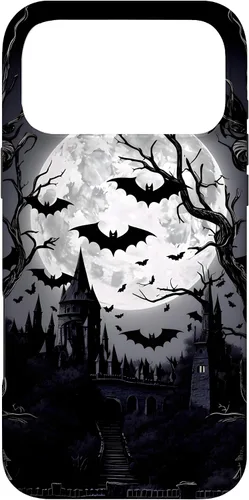 Vista 22 de Goth & Gothic, Bats & Moon, Horror Themed Castle, Dark Emo Case for iPhone 17