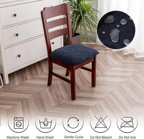 Vista 7 de Genina Fundas impermeables de asiento para silla de comedor, fundas elásticas para sillas de comedor, fundas protectoras para sillas de cocina