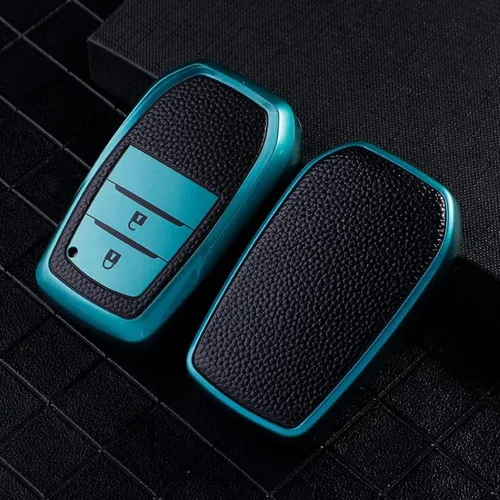 Vista 12 de DOUKI Leather TPU Car Key Cover Case Holder, for Toyota RAV4 Crown Hilux Fortuner Innova Camry Land Cruiser Prado Yaris Corolla 55 50