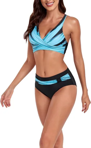 Vista 3 de Womens Leopard Knot Front Triangle Bikini 2 Pieces Top Thong Criss Cross Swimsuits Bathing Suits Swimwear