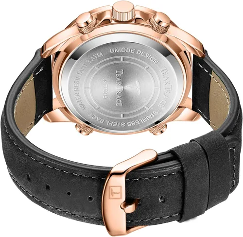 Vista 7 de TEARTRACE Watches for Men Luxury Business Waterproof Calendar Leather Strap Digital Chronograph Analog Wristwatch