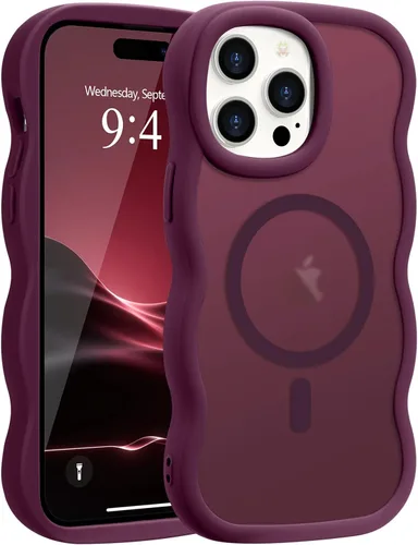 Vista 64 de Pepmune - Funda para iPhone 12 Pro Max con marco ondulado y estructura rígida, color mate claro, cubierta trasera unisex, compatible con Magsafe
