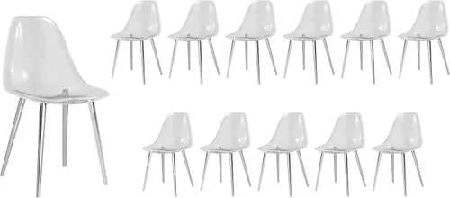 Vista 14 de Baysitone Juego de 4 sillas de comedor transparentes, sillas modernas de cocina con asiento transparente, sillas laterales de acento acrílico