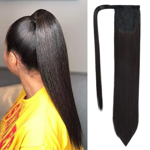 Vista 26 de SEIKEA Extensión de cola de caballo con clip alrededor del cabello lacio para mujer (12 pulgadas, negro)