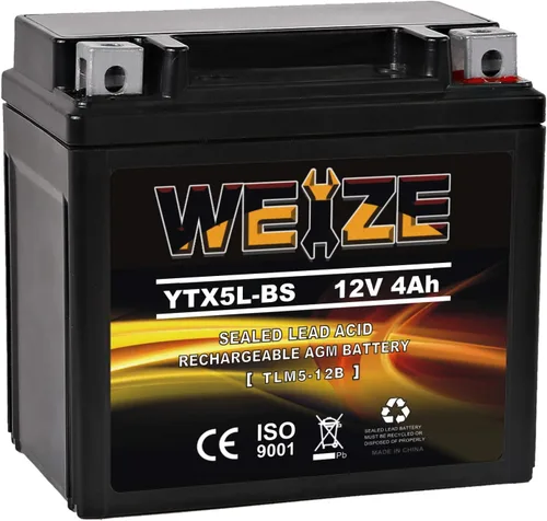 Vista 18 de Weize YTX4L-BS - Batería de motocicleta sellada recargable de alto rendimiento compatible con Polaris Scrambler, Sportsman 90, Honda Scooters NQ50