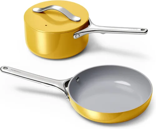 Vista 11 de Juego Mini de Utensilios de Cocina Caraway - Sartén Antiadherente de Cerámica (1.05 qt, 8") Cacerola (1.75 qt) y Estante de Almacenamiento - No