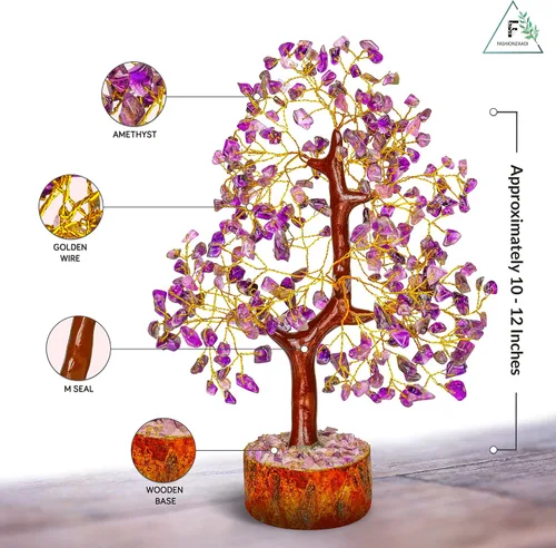 Vista 3 de FASHIONZAADI Árbol de cristal de amatista, decoración de amatista para energía positiva, decoración de piedra curativa, regalos curativos