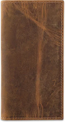 Vista 22 de F&L CLASSIC Billetera de cuero genuino RFID con aspecto vintage, billetera larga plegable para hombres, Retro Estilo cocodrilo marrón