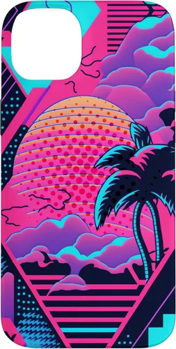 Vista 15 de iPhone 16 Retro Vaporwave Vibes - Funda para amantes de la nostalgia de la música de los años 90