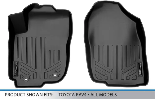 Vista 4 de SMARTLINER Juego de alfombrillas de piso personalizadas de primera fila para Toyota RAV4 2013-2018 Negro