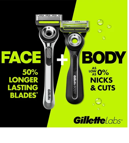 Vista 3 de Gillette Labs Body + Intimate Razor For Men Handle + 4 recambios de cuchilla, funda de viaje