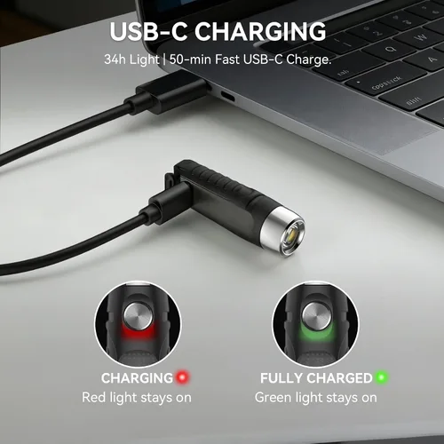 Vista 4 de S12PLUS-2 EDC Llavero linterna recargable, 610 lúmenes mini linterna con imán y clip, linterna de bolsillo USB C y luz lateral 6 modos