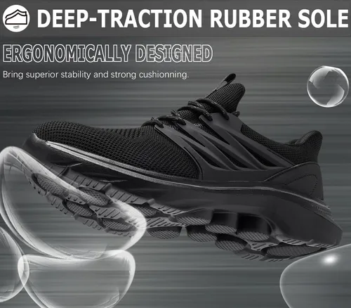 Vista 4 de Zapatos deportivos con punta de acero para hombre, zapatos de trabajo ligeros, antideslizantes, zapatos de seguridad de construcción indestructible