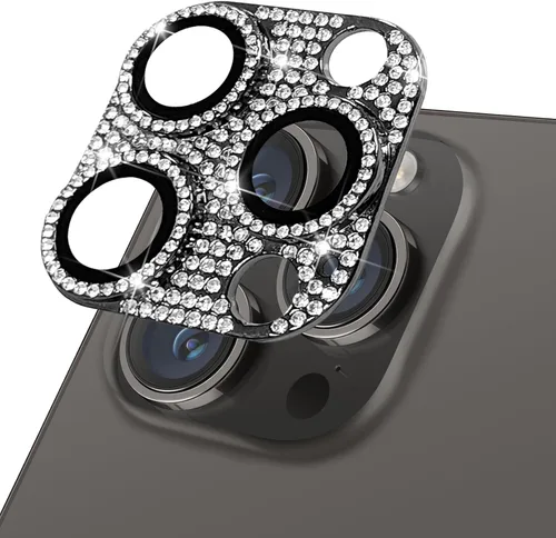 Vista 43 de Protector de lente de cámara para iPhone 13 & iPhone 13 Mini, brillante con diamantes de imitación 3D con purpurina, cubierta de cámara de vidrio
