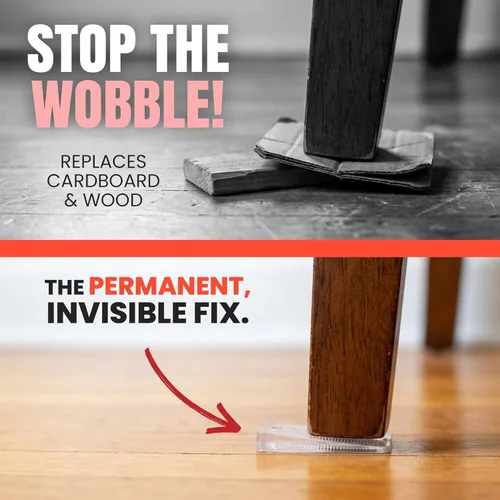 Vista 6 de WOBBLE WEDGES Cuñas de nivelación resistentes fabricadas en los Estados Unidos, las cuñas de plástico rígido originales para nivelar muebles, mesas