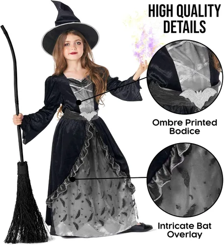 Vista 3 de Morph Costumes Dark Witch Costume Kids Witch Costumes For Girls Costume Witch Outfit Kids Halloween Witch Costumes Girls