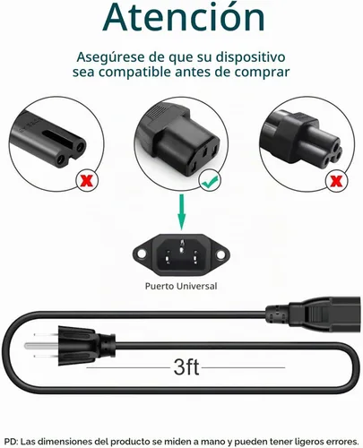 Vista 5 de Cable de alimentación de CA para placa de vibración, almohadilla para caminar, cintas de correr elípticas, Fitpulse Lifepro Hurtle Fitness Universal