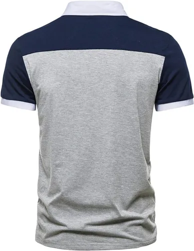 Vista 3 de Polo para hombre, para verano, con bolsillo, solapa, botón, manga corta, para hombre