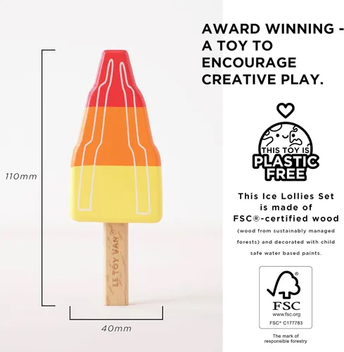 Vista 5 de Le Toy Van Honeybake Collection - Juego de paletas de hielo, juguetes de madera de primera calidad para niños a partir de 3 años (TV284)