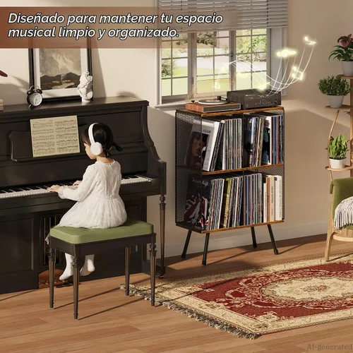 Vista 7 de X-cosrack Soporte grande para tocadiscos, soporte para discos de vinilo con capacidad para hasta 300 álbumes, soporte para tocadiscos estéreo de 3