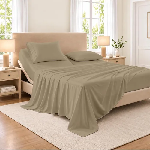 Vista 27 de SGI bedding Sábana Queen de 28 pulgadas con cabecera flexible y parte superior dividida, 100% algodón egipcio - 600 número de hilos, sábanas de 01