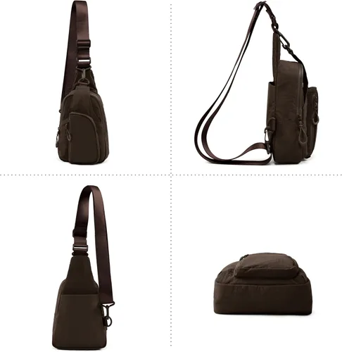 Vista 5 de ODODOS Bolso bandolera diario con correas ajustables, bolso cruzado en el pecho, mochila pequeña ligera para viajes casuales y senderismo