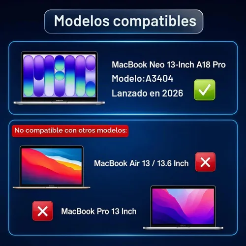 Vista 2 de Protector de pantalla de vidrio templado para MacBook Neo de 13 pulgadas 2026 (modelo A3404), protector de pantalla compatible con MacBook Neo