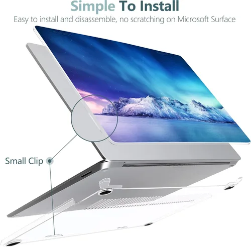 Vista 4 de Batianda Aurora - Funda prémium para laptop Microsoft Surface 5 4 3 de 15 pulgadas con reposamanos de metal, carcasa rígida de plástico