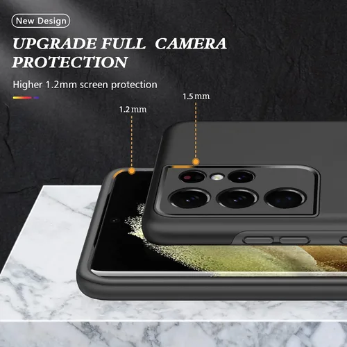 Vista 3 de Funda para Samsung Galaxy S21 Ultra, con protector de pantalla de TPU flexible autorreparable, 2 unidades, grado militar, doble a prueba de golpes