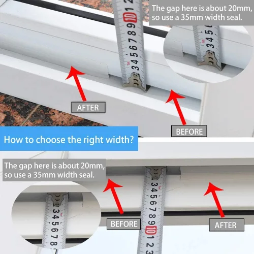 Vista 8 de TAROSE - Tira de sellado de silicona para puerta y ventana, transparente, 16 pies de largo (ancho 25 mm) Shower Door Seal Strip, Adhesive Silicone
