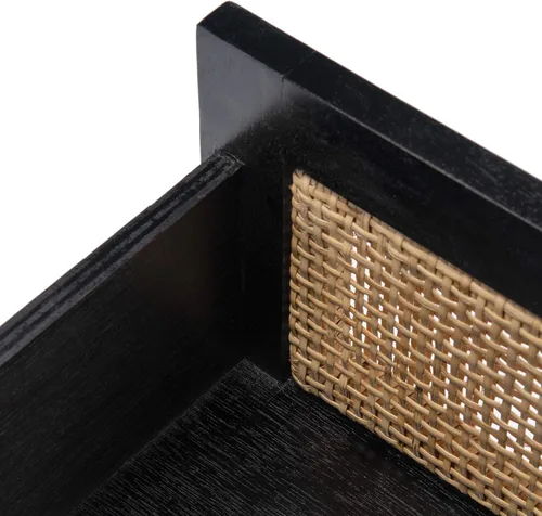 Vista 6 de SAFAVIEH Home Collection Hedwig - Mesita de noche de ratán negro y natural de 2 puertas
