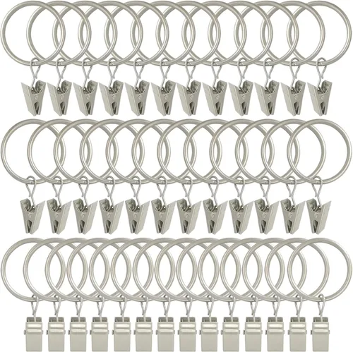 Vista 10 de WeeksEight Paquete de 44 anillos de cortina negros con clips, ganchos de cortina, ganchos de clip para colgar cortinas, lazos, sombreros, anillos