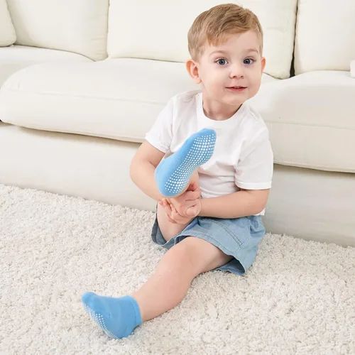 Vista 3 de Zaples - Calcetines altos hasta el tobillo para bebé con base antideslizante, unisex