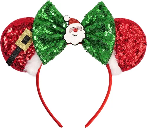 Vista 19 de Diadema de Navidad, orejas de ratón, decoraciones navideñas, sombreros de Navidad